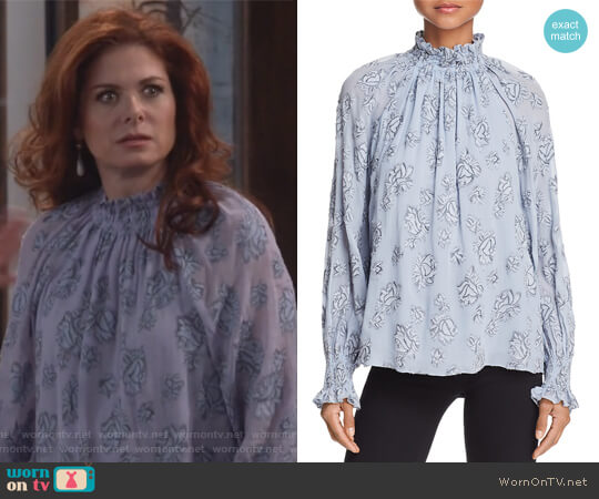 Rebecca Taylor Rose Jacquard Top worn by Grace Adler (Debra Messing) on Will and Grace