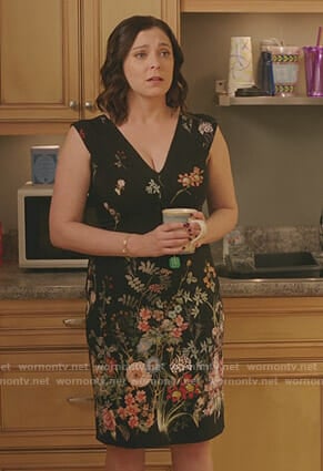 Rebecca’s black floral dress on Crazy Ex-Girlfriend