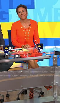 Robin’s orange lace up dress on Good Morning America