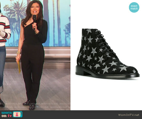 Saint Laurent Lolita 20 lace-up ankle boots worn by Julie Chen on The Talk