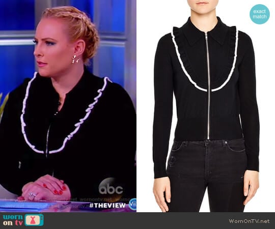 Sandro Tao Ruffled Zip-Up Cardigan worn by Meghan McCain on The View
