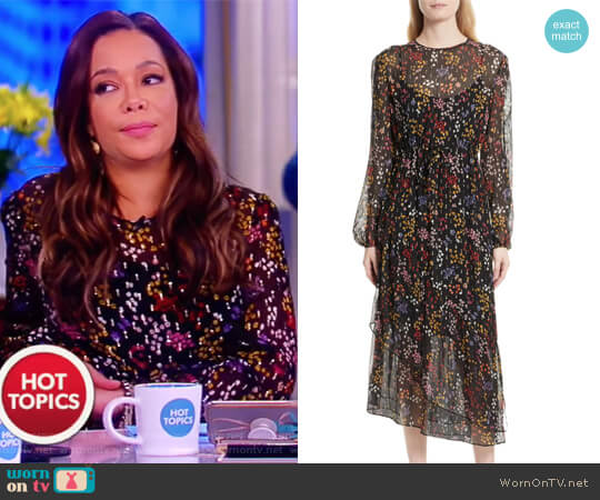 See by Chloe Asymmetric Floral-Print Long-Sleeve Dress worn by Sunny Hostin on The View