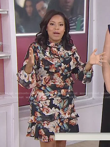 Sheinelle’s black floral tiered dress on Today