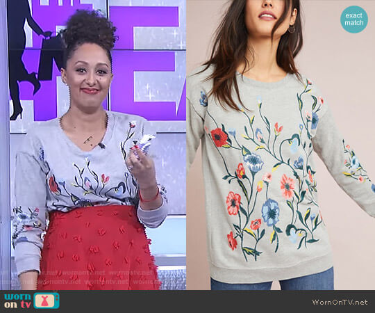 Sundry Embroidered Sweatshirt worn by Tamera Mowry on The Real