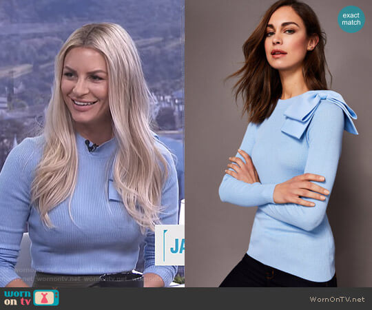Ted Baker Nehru Bow Skinny Rib Knit Sweater worn by Morgan Stewart on E! News