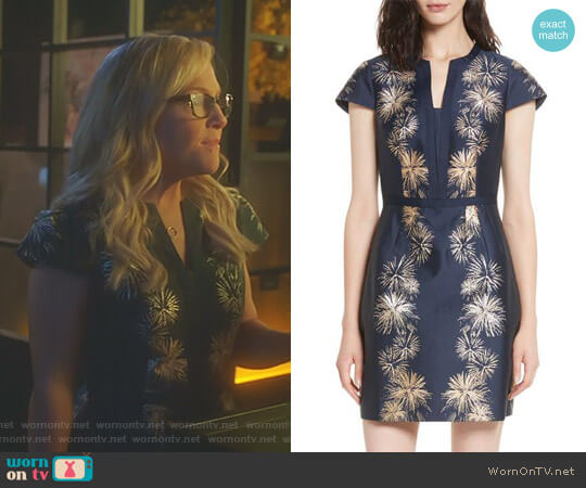 Ted Baker Tzalla Sculpted Stardust Jacquard Dress worn by Linda Martin (Rachael Harris) on Lucifer