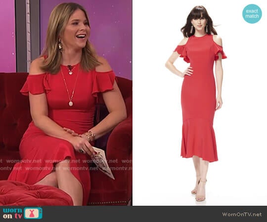 Theia Cold Shoulder Cocktail Dress worn by Jenna Bush Hager on Today