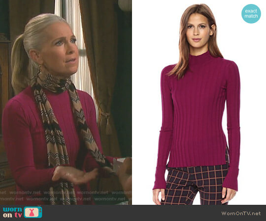 Theory Rib Mock-Neck Sweater worn by Jennifer Horton (Melissa Reeves) on Days of our Lives