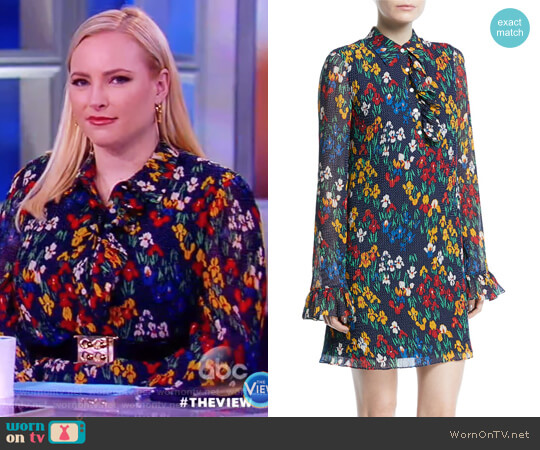 Tory Burch Livia Iris Garden Printed Long-Sleeve Dress worn by Meghan McCain on The View
