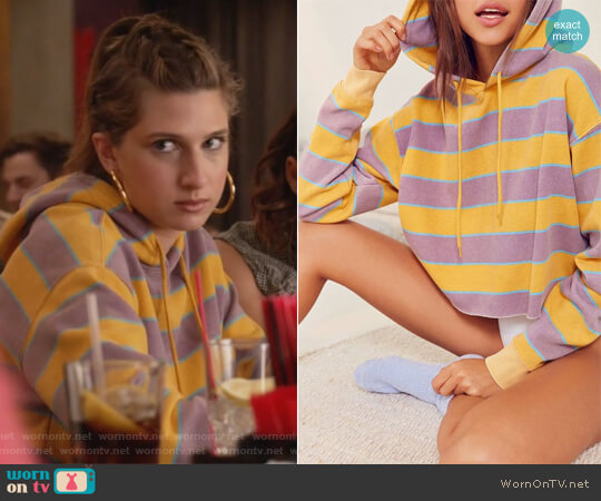 Out From Under Striped Cropped Hoodie Sweatshirt worn by Nomi Segal (Emily Arlook) on Grown-ish