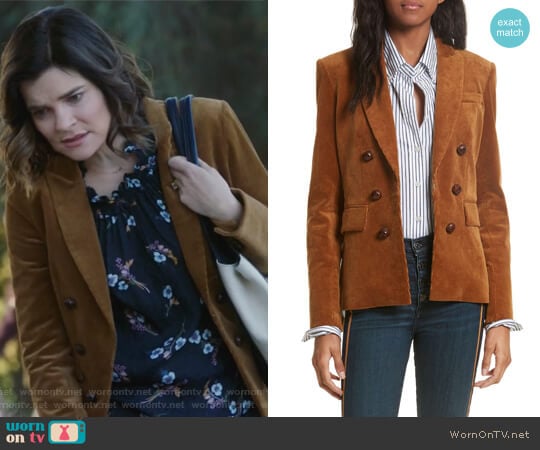 Veronica Beard Cliff Corduroy Cutaway Jacket worn by Heather Hughes (Betsy Brandt) on Life in Pieces