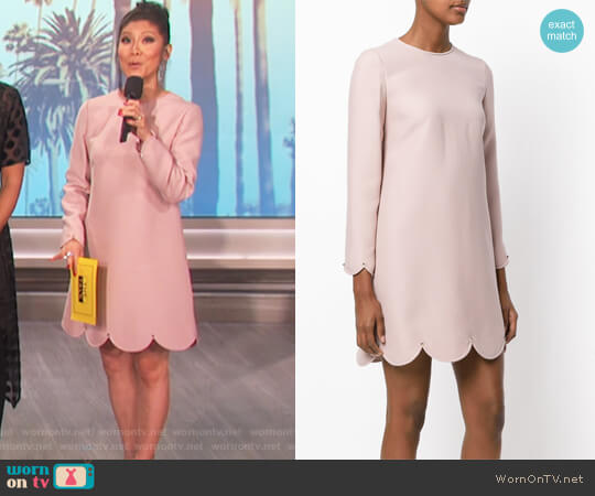 Valentino Scalloped Shift Dress worn by Julie Chen on The Talk