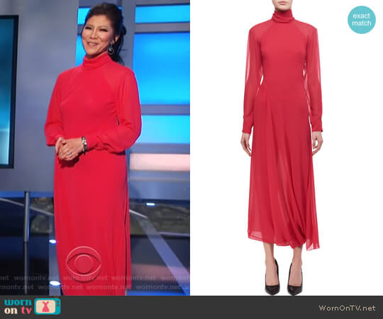 Victoria Beckham Open-Back Turtleneck Midi Dress worn by Julie Chen (Julie Chen) on Celebrity Big Brother
