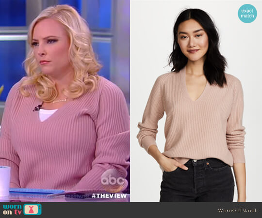 Vince Raglan Ribbed Double V Neck worn by Meghan McCain on The View