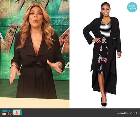Wendy Williams HSN Collection Crepe Trench with Grommet Belt Loop worn by Wendy Williams on The Wendy Williams Show