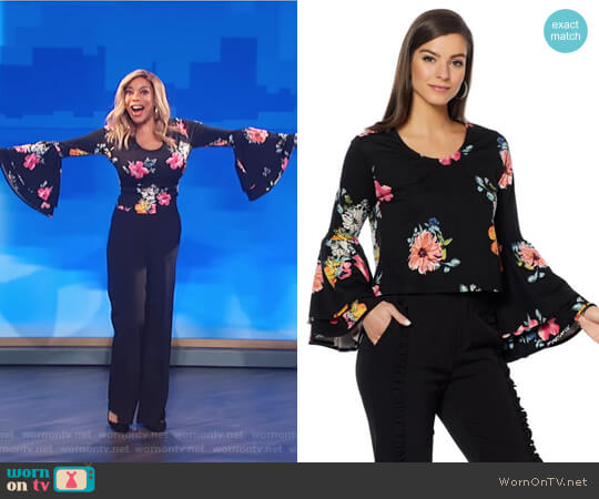 Wendy Williams HSN Collection Drama Bell Sleeve Ponte Top worn by Wendy Williams on The Wendy Williams Show