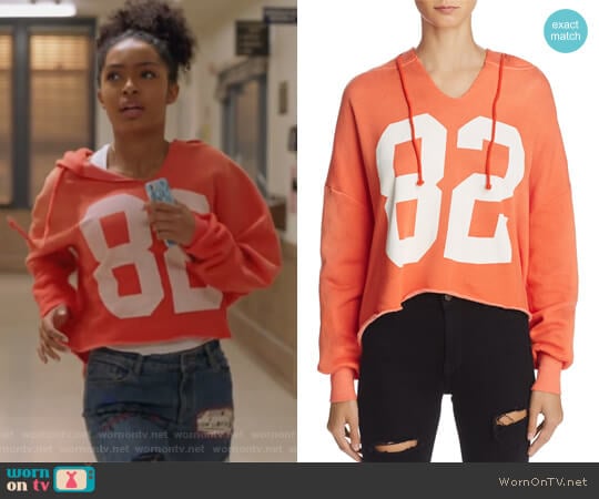 Wildfox Freddy Number Graphic Hoodie worn by Zoey Johnson (Yara Shahidi) on Grown-ish