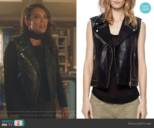 Zadig & Voltaire Lexy Deluxe Leather Vest worn by Mazikeen (Lesley-Ann Brandt) on Lucifer