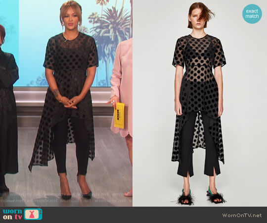 Zara Irregular Polka Dot Top worn by Eve on The Talk