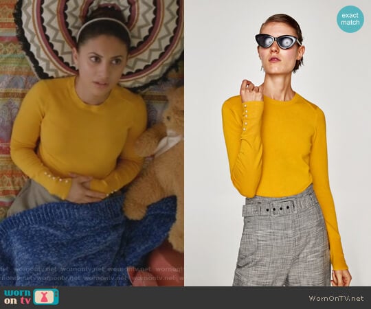 Zara Sweater with Pearly Cuffs worn by Ana Torres (Francia Raisa) on Grown-ish