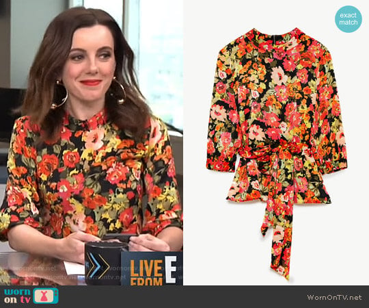Zara Top with Wraparound Belt worn by Melanie Bromley on E! News