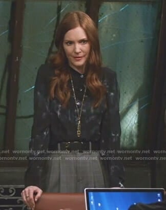 Abby’s black tie dye blouse on Scandal
