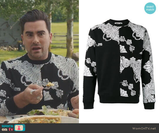 McQ Alexander Mcqueen Phoenix Paisley Printed Sweatshirt worn by David Rose (Daniel Levy) on Schitts Creek