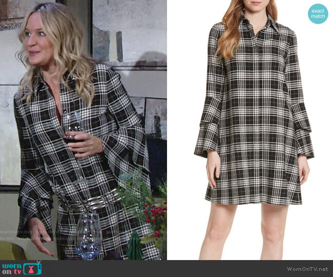 Alice + Olivia Jem Shirtdress worn by Sharon Newman (Sharon Case) on The Young and the Restless