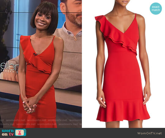 Aqua Ruffled V-Back Dress worn by Zuri Hall on E! News