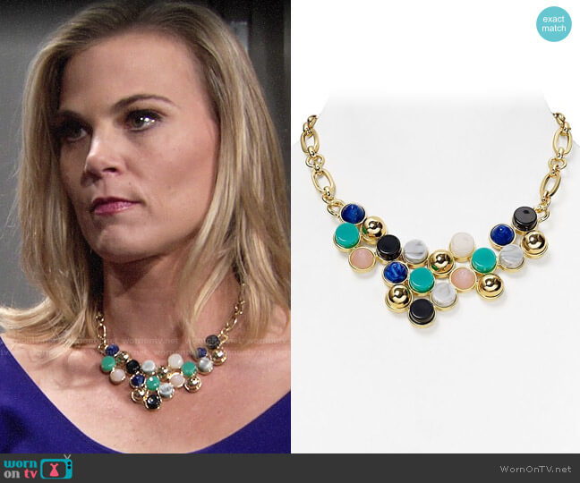 Aqua Rina Bib Necklace worn by Phyllis Newman (Gina Tognoni) on The Young and the Restless