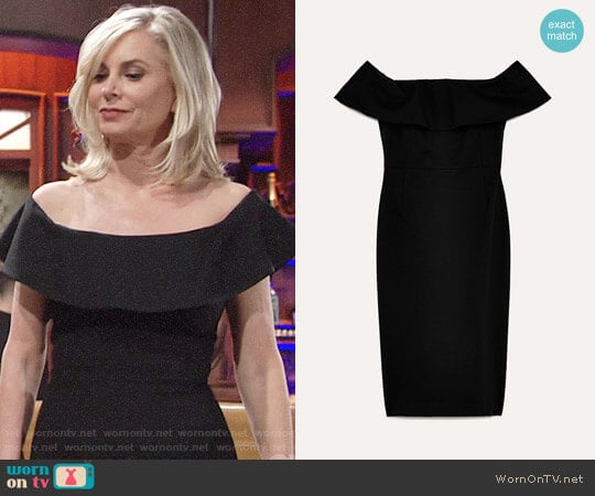 Babaton Ruslan Dress in Black worn by Ashley Abbott (Eileen Davidson) on The Young and the Restless