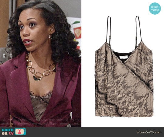 Bailey 44 Lace Top worn by Hilary Curtis (Mishael Morgan) on The Young and the Restless