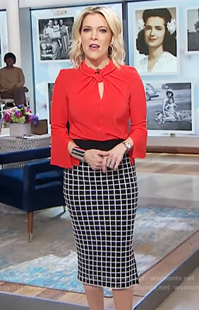 Megyn’s red top and black check pencil skirt on Megyn Kelly Today