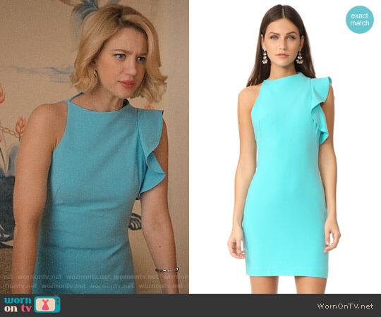 Black Halo Pabla Dress in Atlantic Aqua worn by Petra Solano (Yael Grobglas) on Jane the Virgin