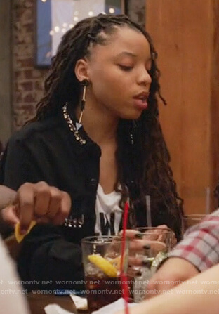 Jazlyn’s black embellished cardigan on Grown-ish