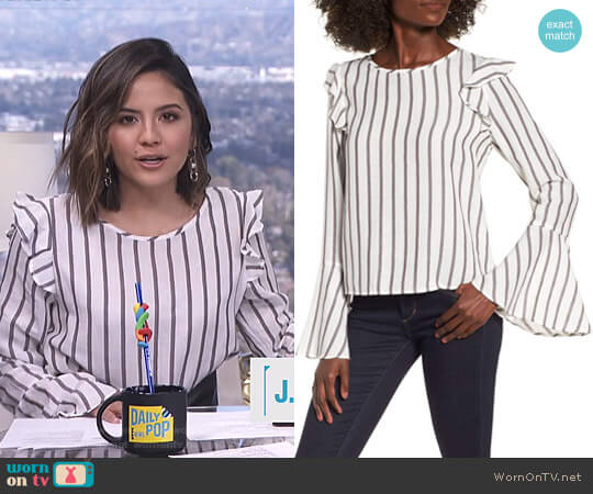 BP Ruffle Shoulder Flare Cuff Shirt worn by Erin Lim on E! News