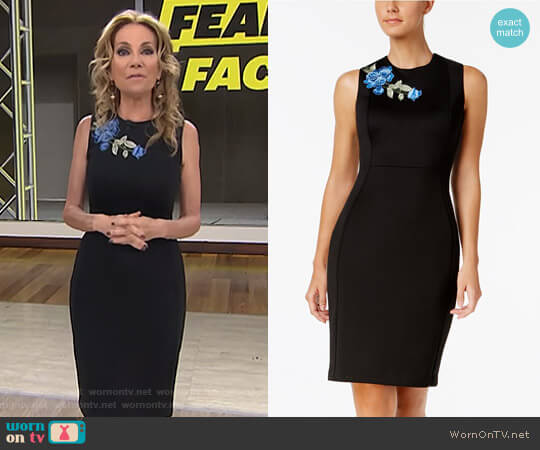Calvin Klein Floral-Appliqué Scuba Sheath Dress worn by Kathie Lee Gifford on Today