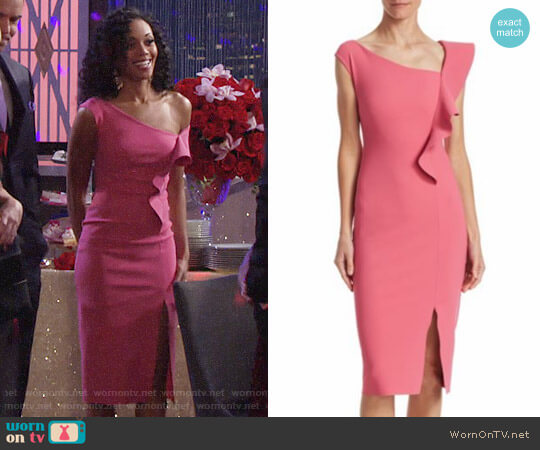 Chiara Boni La Petite Robe Ruffled Cocktail Dress worn by Hilary Curtis (Mishael Morgan) on The Young and the Restless