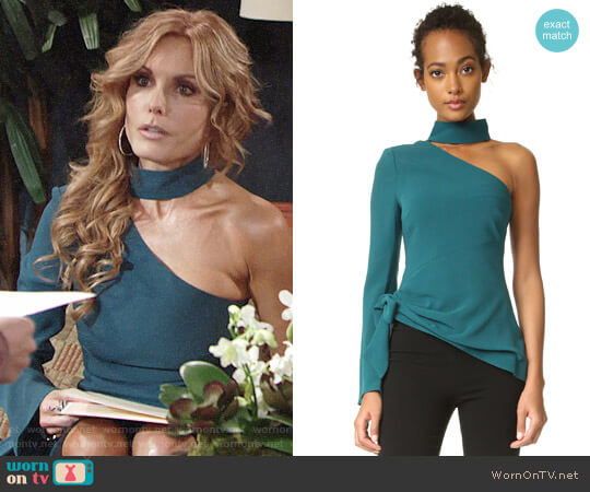 Cinq a Sept Briah Top in Everglade worn by Lauren Fenmore (Tracey Bregman) on The Young and the Restless