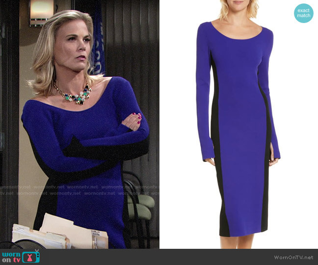Diane von Furstenberg Colorblock Knit Body-Con Dress worn by Phyllis Newman (Gina Tognoni) on The Young and the Restless