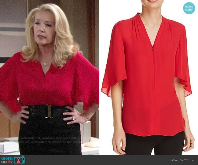 Elie Tahari Anella Blouse in Bolero worn by Nikki Reed Newman (Melody Thomas-Scott) on The Young and the Restless