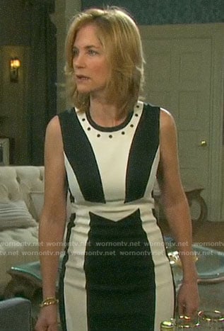 Eve’s black and white colorblock dress on Days of our Lives