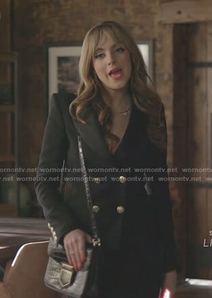 Fallon’s black double breasted blazer on Dynasty