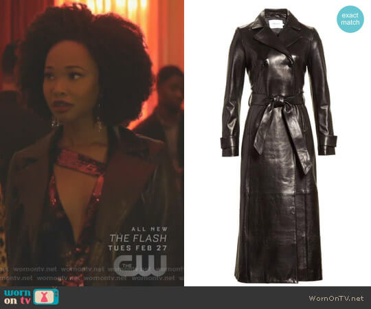 Frame Leather Trench Coat worn by Monica Colby (Wakeema Hollis) on Dynasty