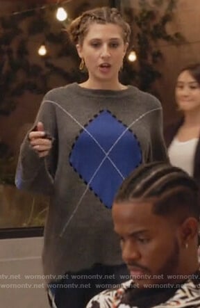 Nomi’s grey argyle sweater on Grown-ish