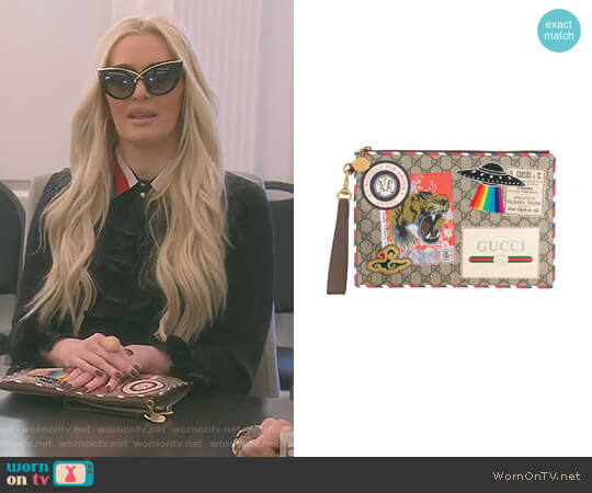 Gucci GG Supreme Applique Pouch worn by Erika Jayne on The Real Housewives of Beverly Hills