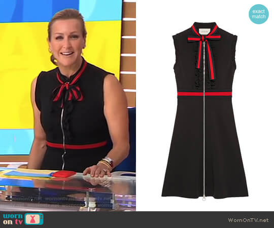 Gucci Jersey Dress with Web Trim worn by Lara Spencer on Good Morning America