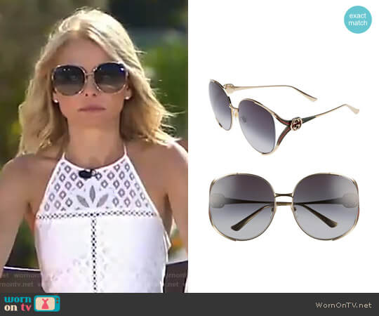 Gucci Open Temple Sunglasses worn by Kelly Ripa on Live with Kelly and Mark