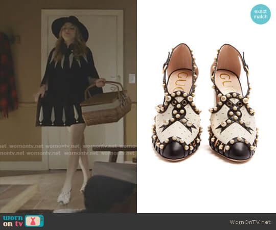Alexander McQueen Feather Knit Cape worn by Fallon Carrington (Elizabeth Gillies) on Dynasty