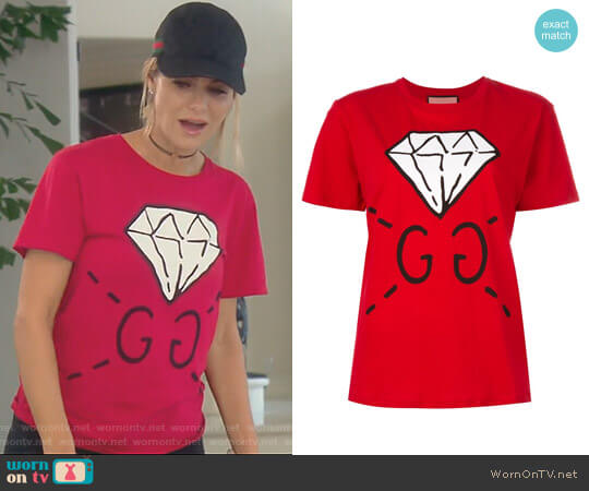 Gucci Diamond Print Logo T-shirt worn by Dorit Kemsley on The Real Housewives of Beverly Hills